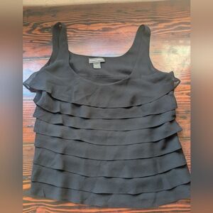 Banana Republic 100% Silk Black Tiered Tank Top – Size M